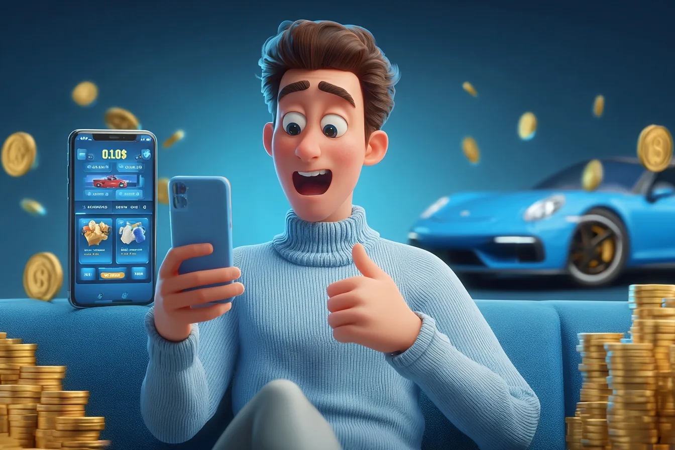 Jugador usando el casino móvil de 1xBet